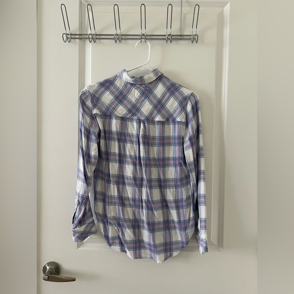 Rails Hunter Button Down Top White Lavender Blue - image 4